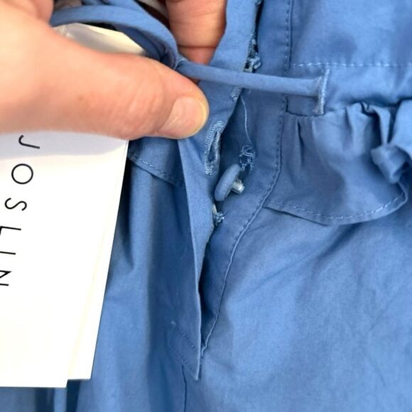 Joslin Lili Cotton Eyelet Ruffle Poplin Cotton Romper in Cerulean Blue, Size 2 - Picture 12 of 16